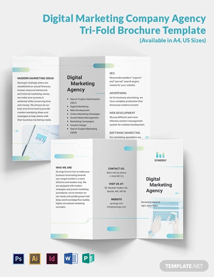 Digital Marketing Company Agency TriFold Brochure Template