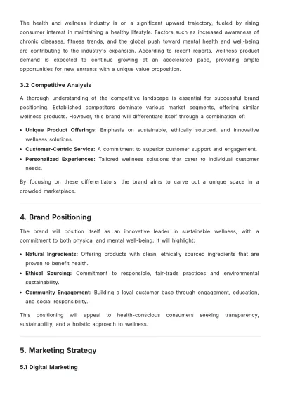 Free Health & Wellness Brand Action Plan Template to Edit Online