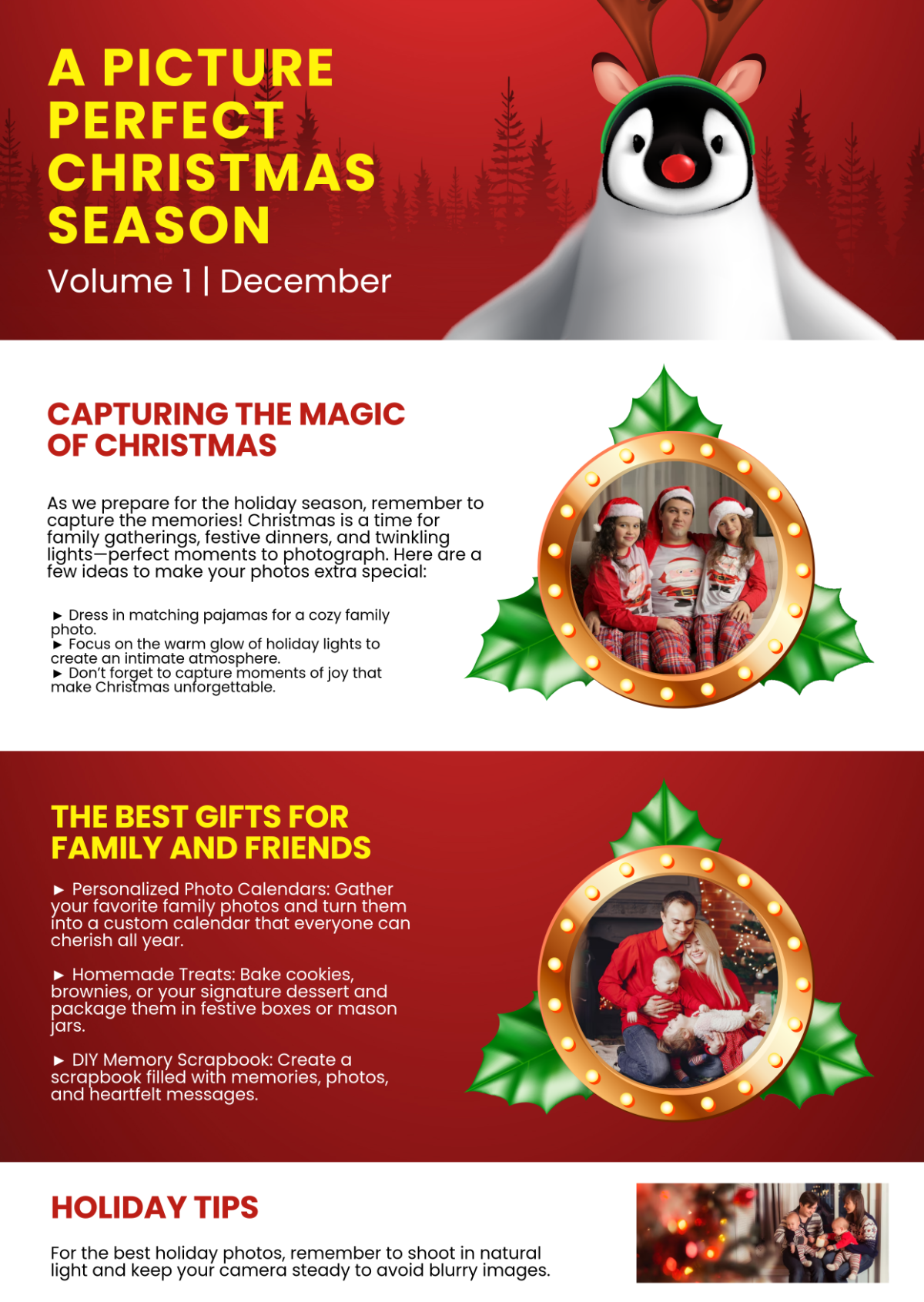 Free Christmas Newsletter with Photos Template - Edit Online & Download