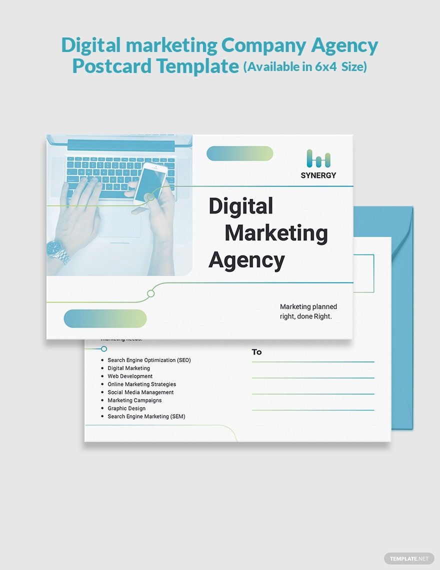 Free Digital Marketing Company Agency Postcard Template