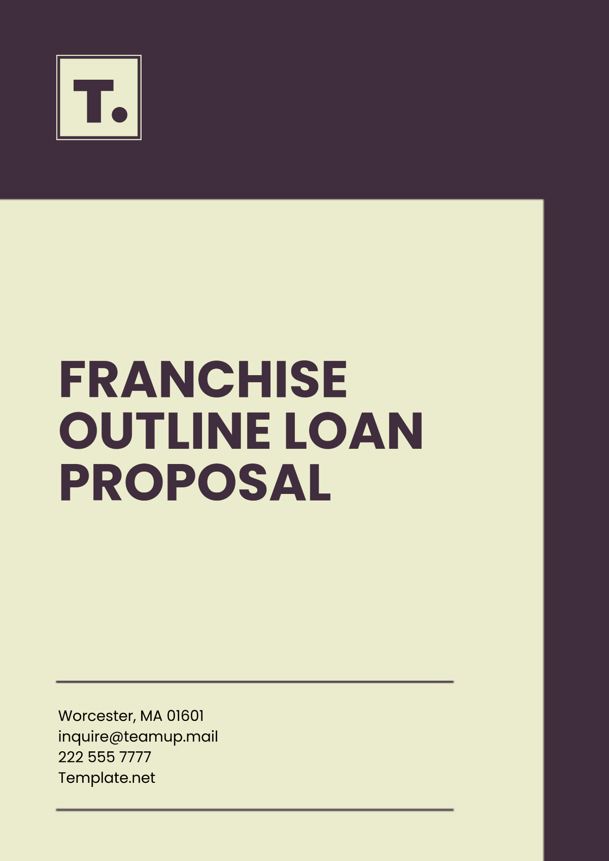 Franchise Outline Loan Proposal Template - Edit Online & Download