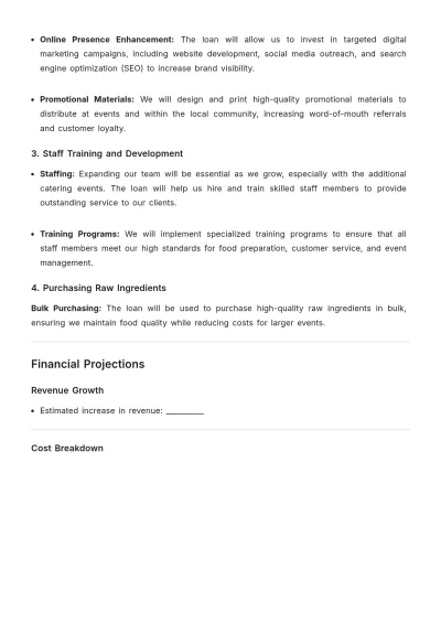 Free Printable Catering Service Loan Proposal Template to Edit Online