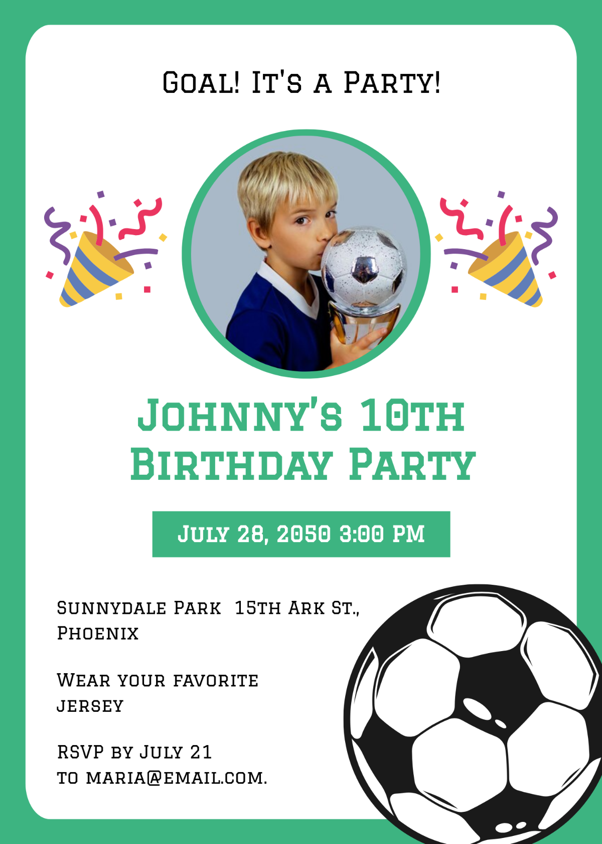 Free Soccer Birthday Party Invitation Template - Edit Online & Download