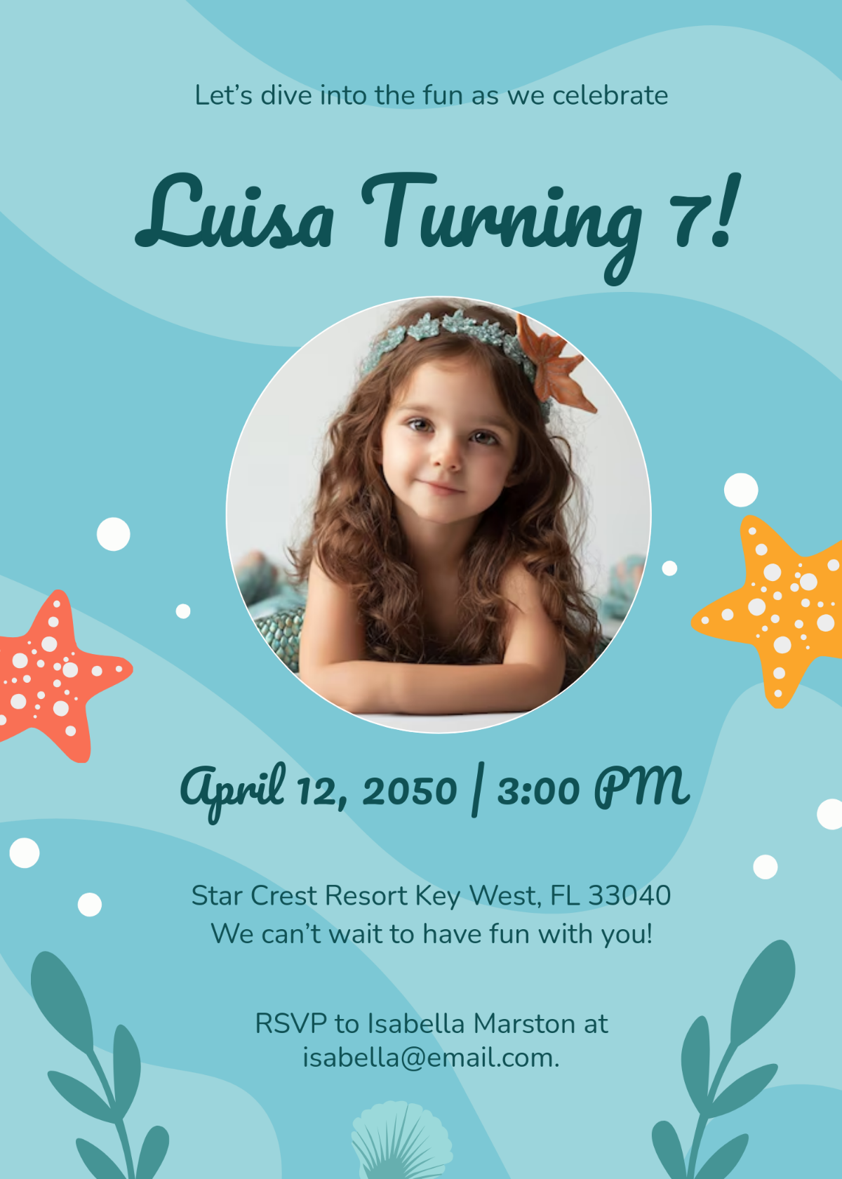 Free Mermaid Birthday Party Invitation Template