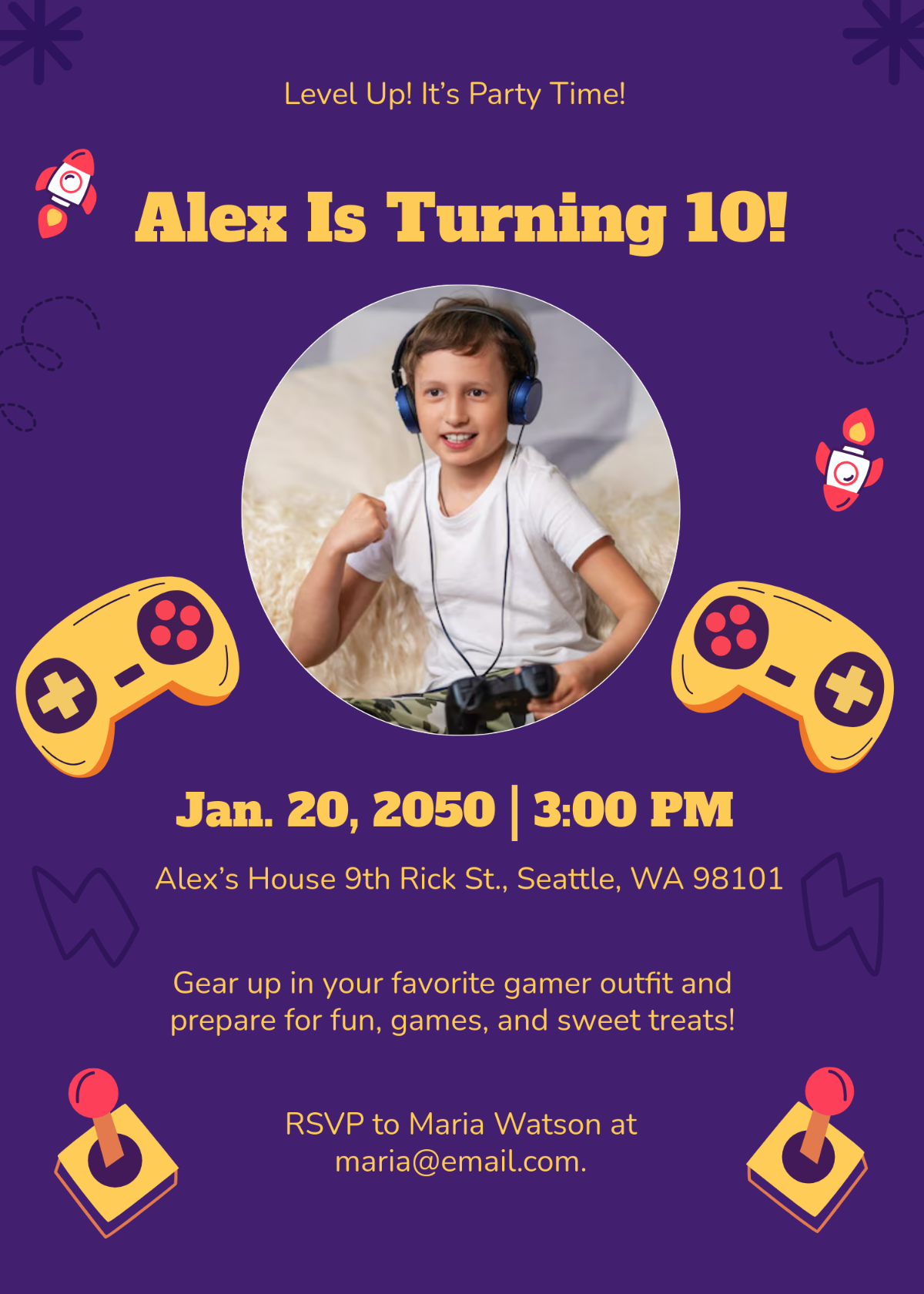 Free Video Game Birthday Party Invitation Template - Edit Online & Download