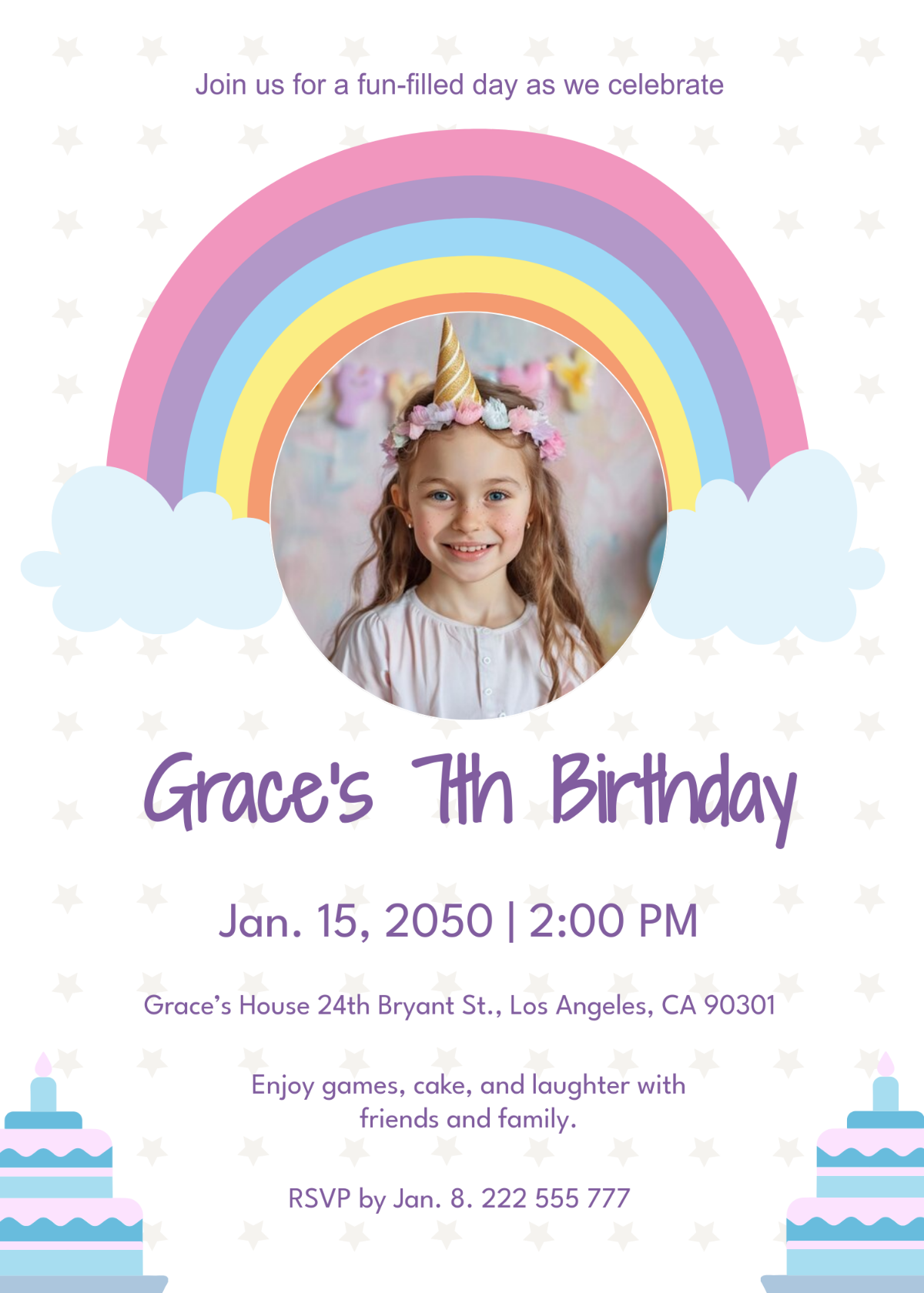 Free Birthday Party Invitation with Photo Template - Edit Online & Download