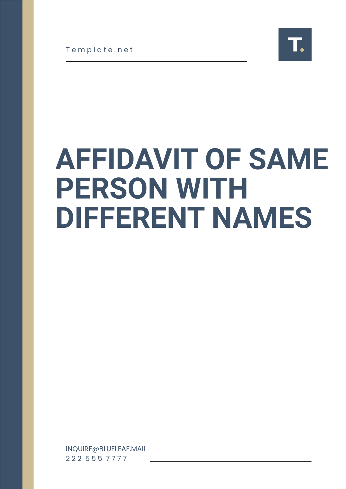 Affidavit of Same Person with Different Names Template - Edit Online & Download