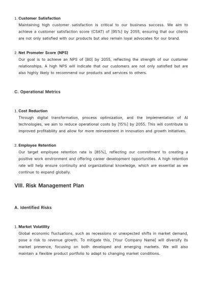 Free CEO Plan Template to Edit Online