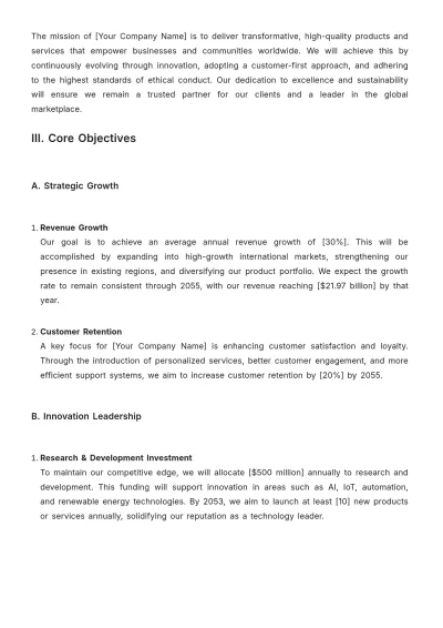 Free CEO Plan Template to Edit Online