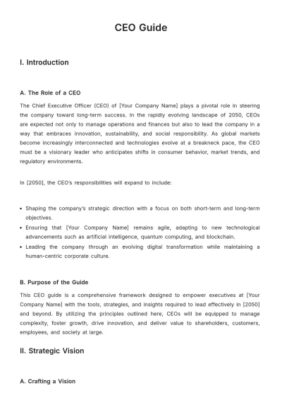 Free CEO Guide Template to Edit Online