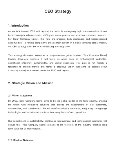 Free CEO Strategy Template to Edit Online