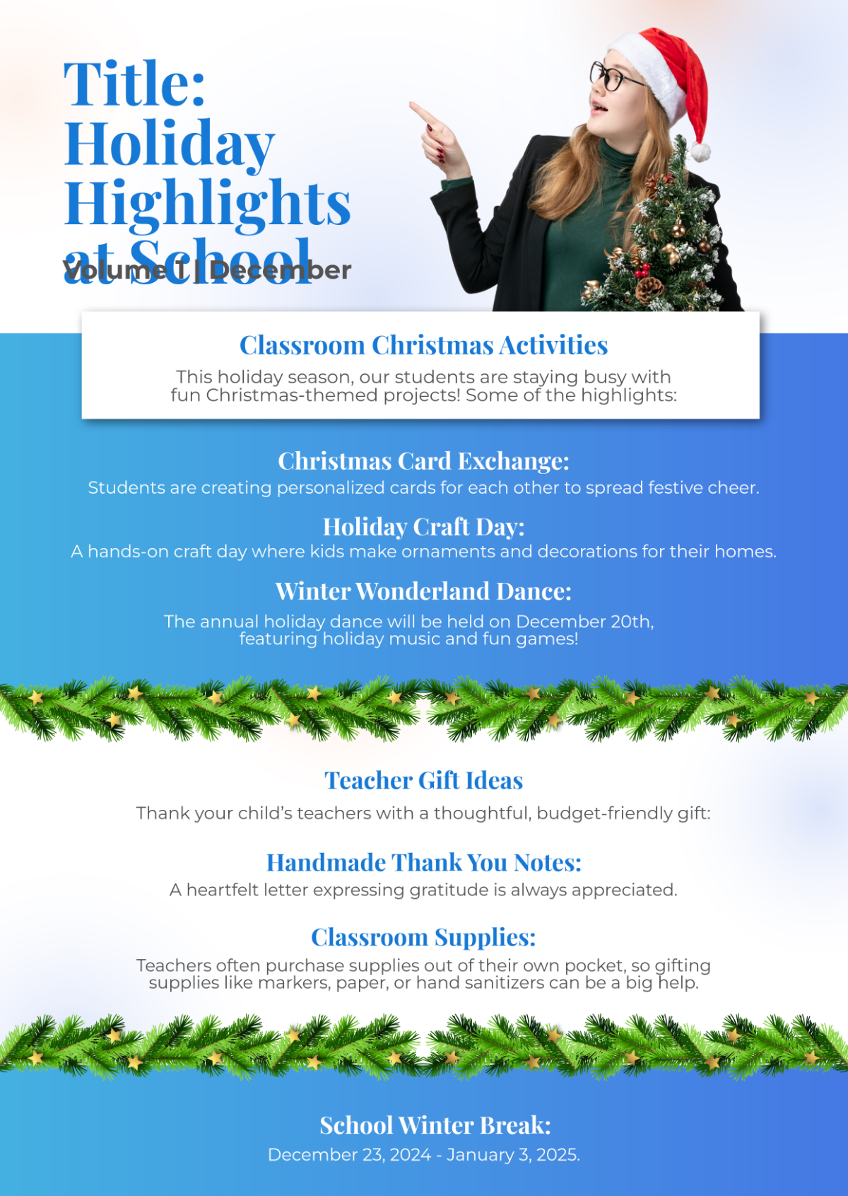 Free School Christmas Newsletter Template - Edit Online & Download