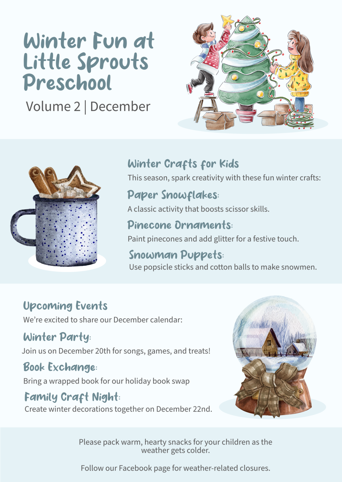 Free Preschool Winter Newsletter Template - Edit Online & Download