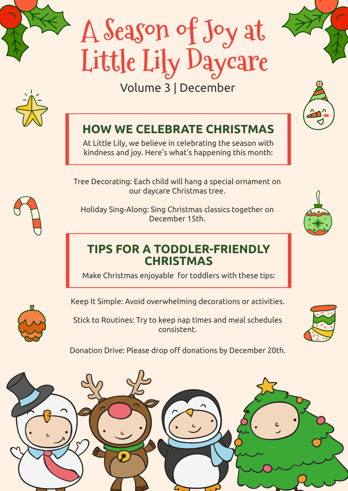 Free Daycare Christmas Newsletter Template - Edit Online & Download