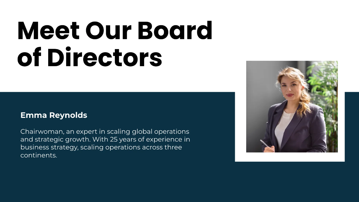 Free Board of Director Presentation Template to Edit Online