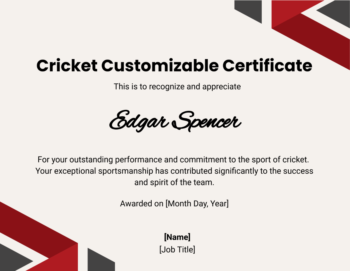 Free Cricket Customizable Certificate Template - Edit Online & Download