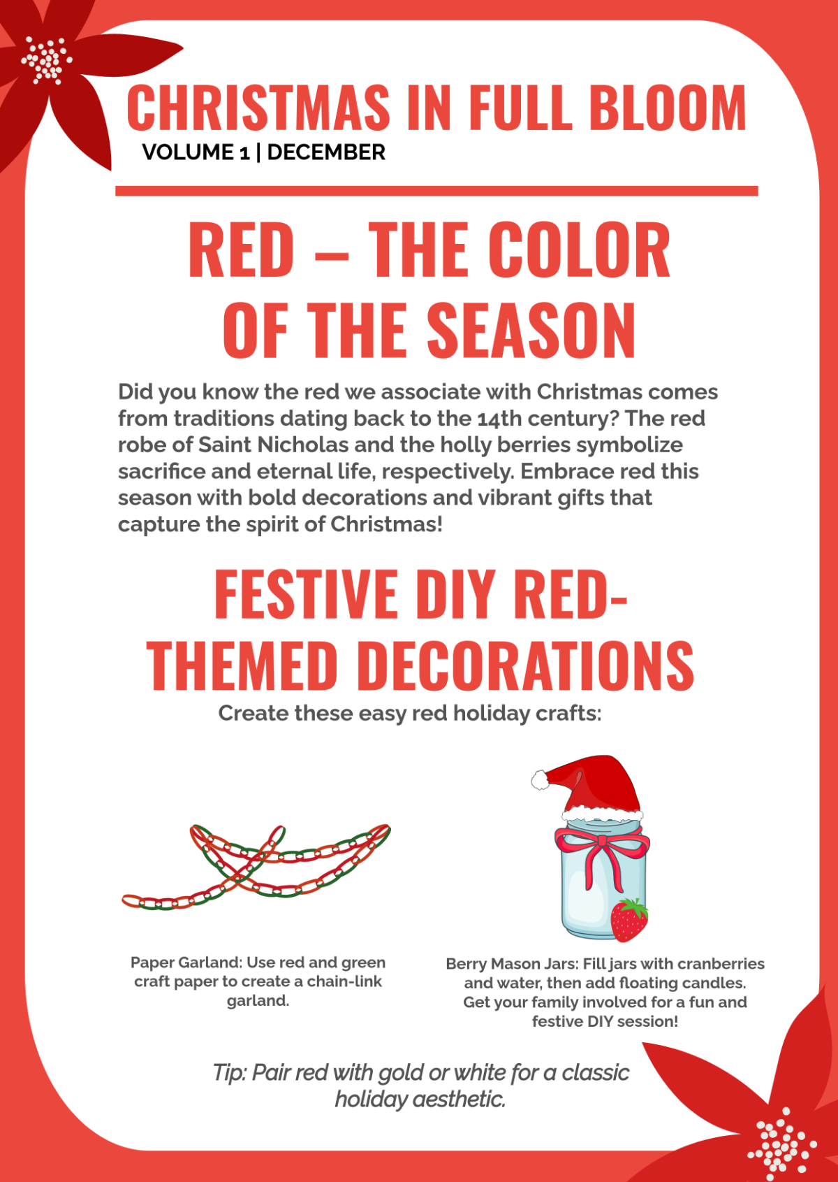 Free Red Christmas Newsletter Template - Edit Online & Download