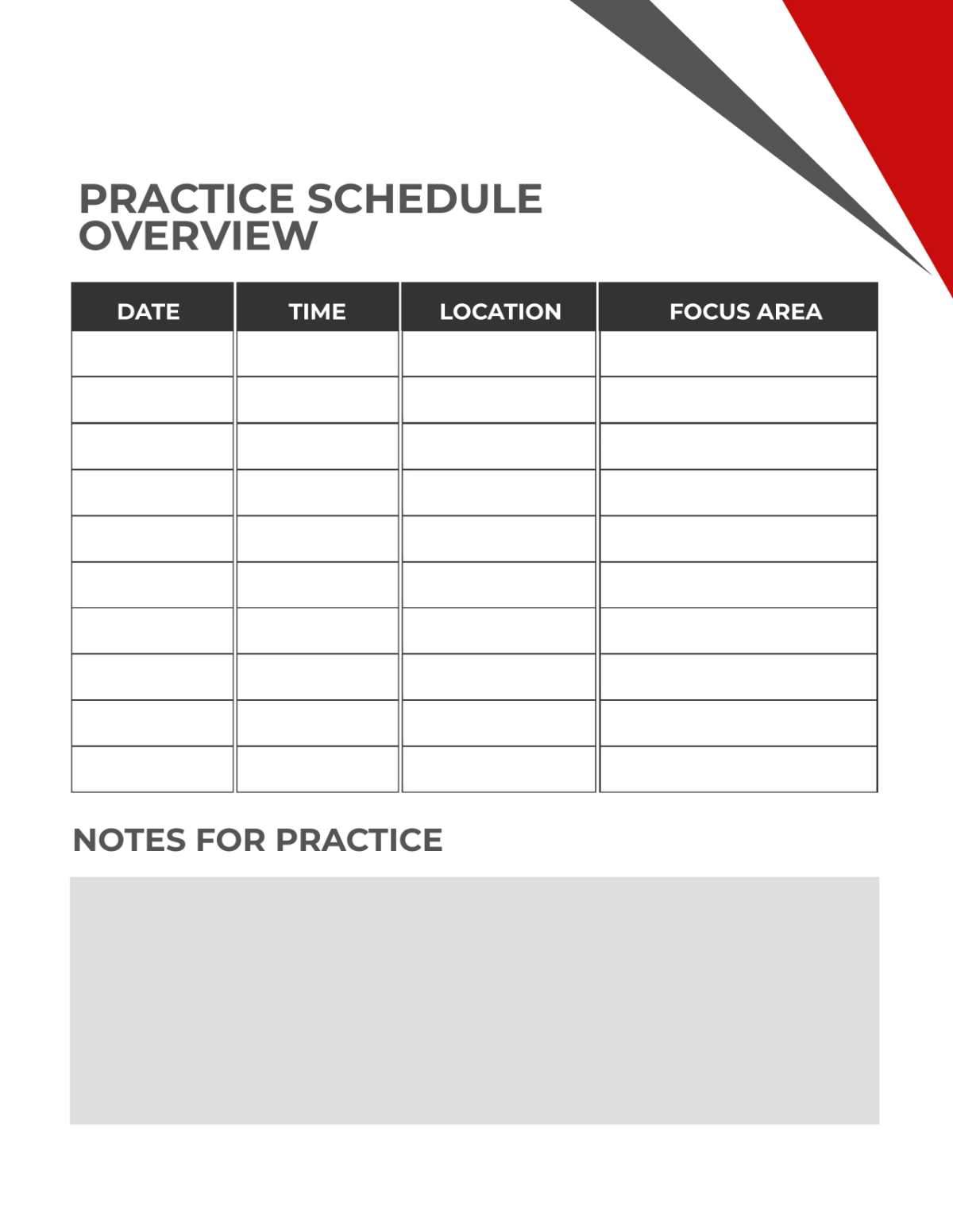 Free Cricket Practice Session Planner Template to Edit Online