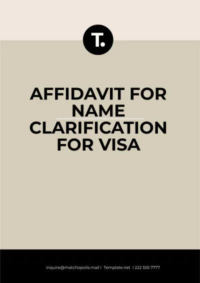 Free Affidavit for Name Clarification for Visa Template to Edit Online