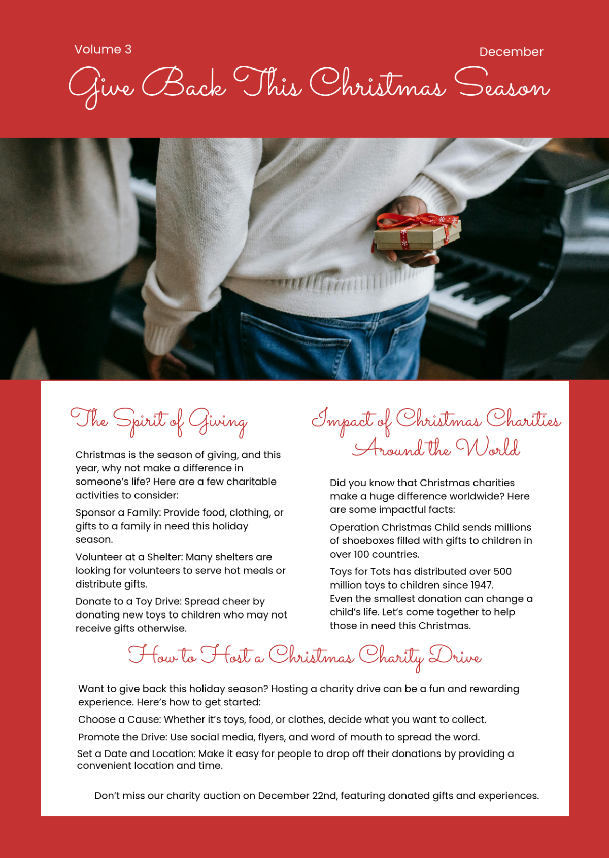 Free Charity Christmas Newsletter Template - Edit Online & Download