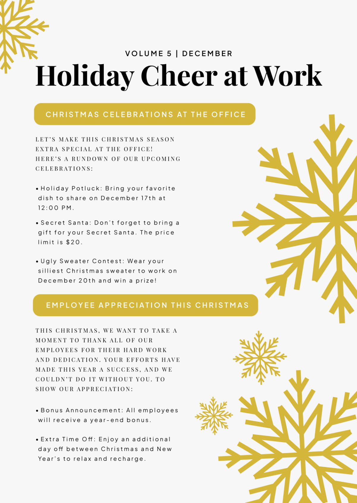 Free Employee Christmas Newsletter Template - Edit Online & Download