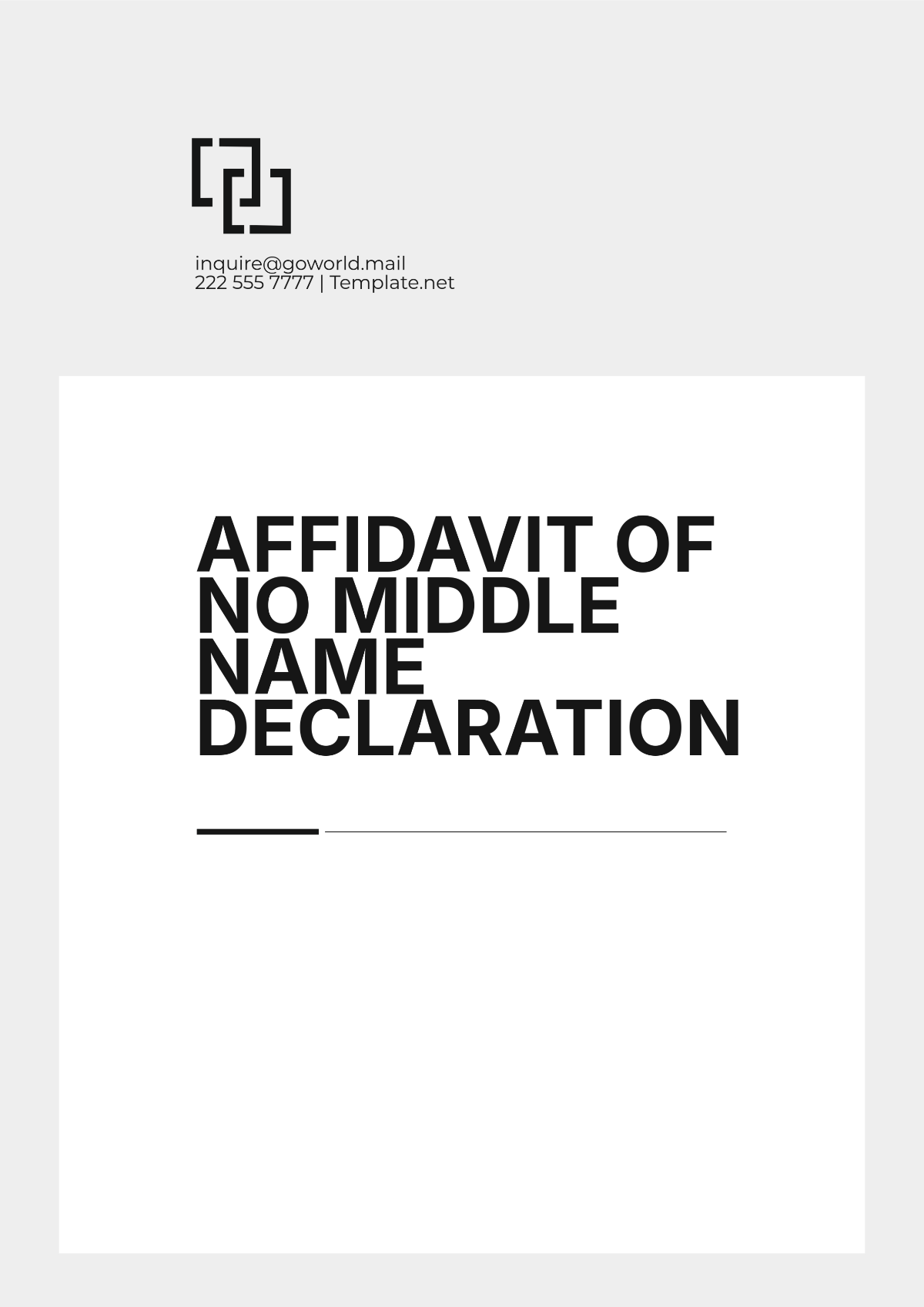 Affidavit of No Middle Name Declaration Template - Edit Online & Download