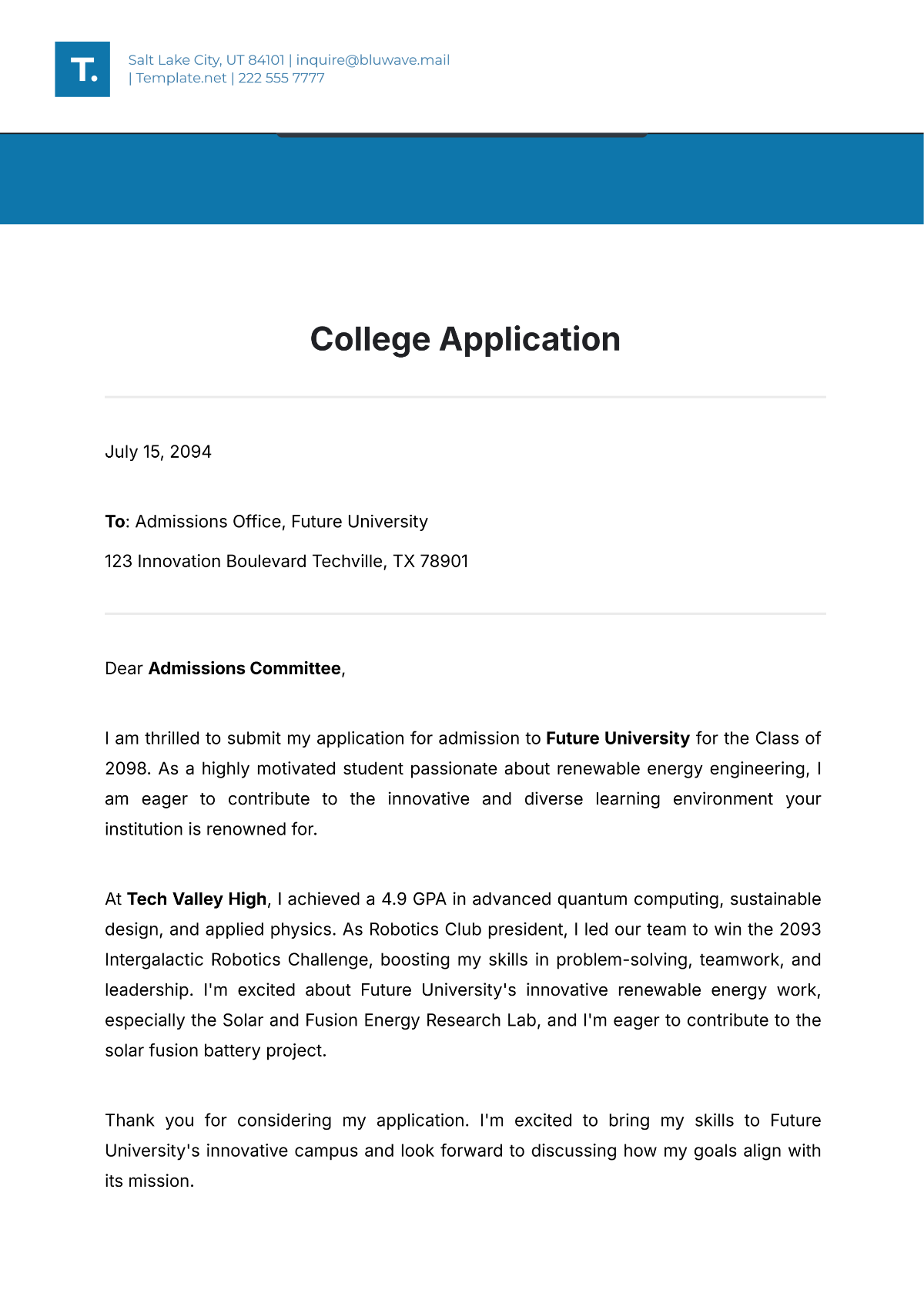 College Application Template - Edit Online & Download