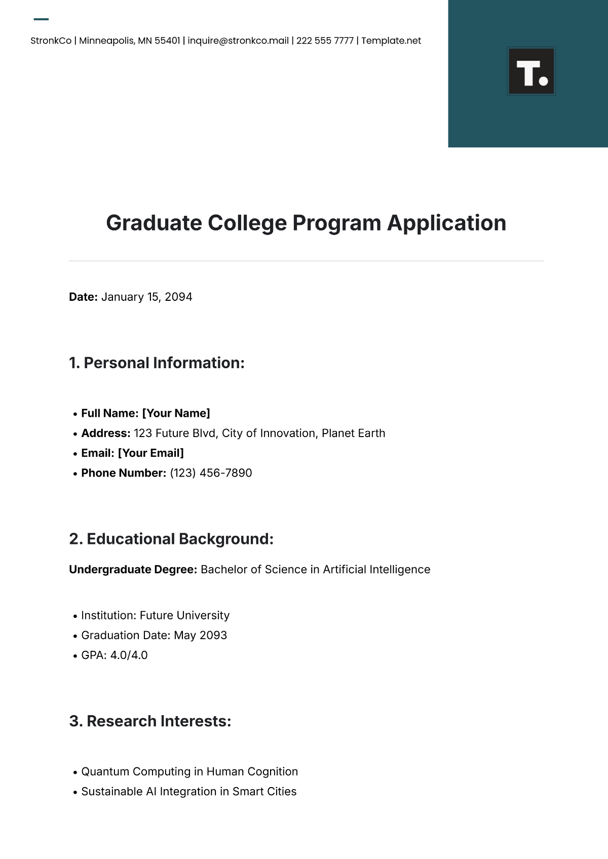 Graduate College Program Application Template - Edit Online & Download