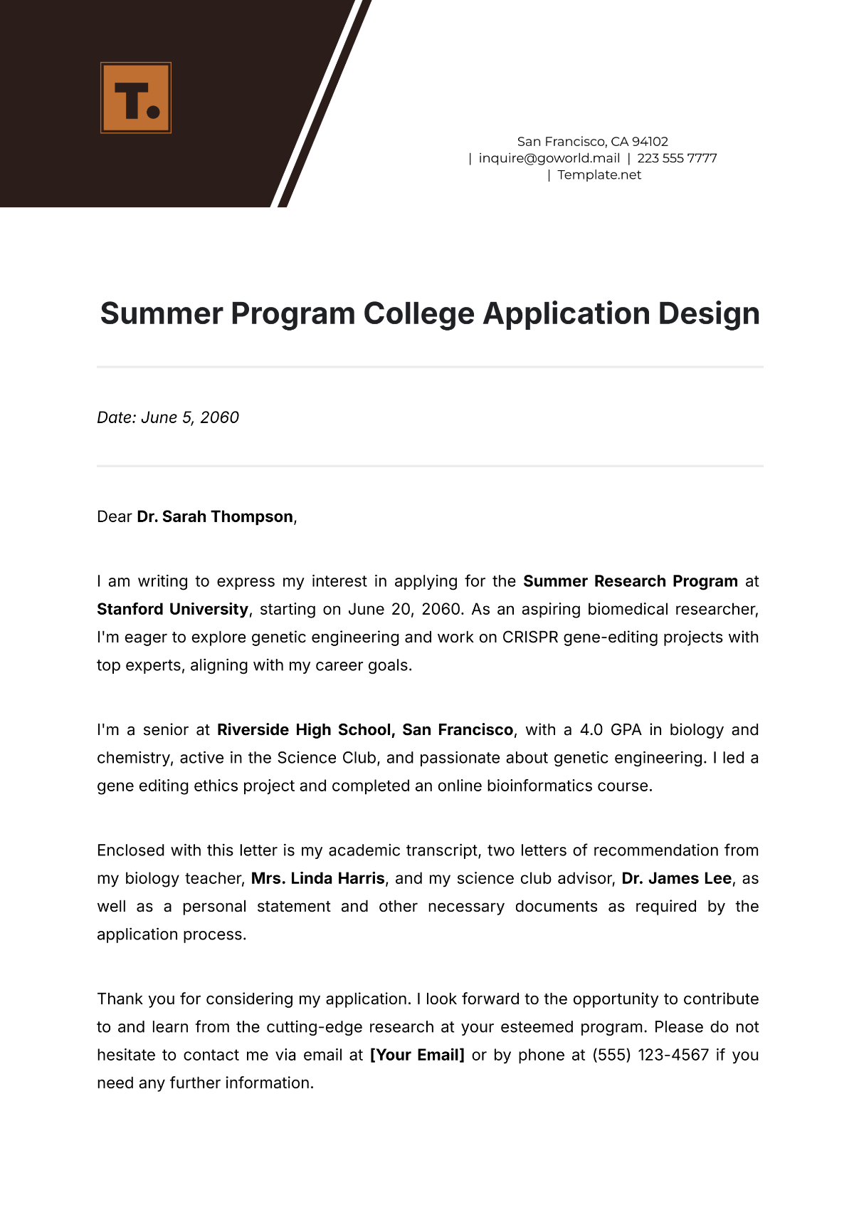 Summer Program College Application Design Template - Edit Online & Download