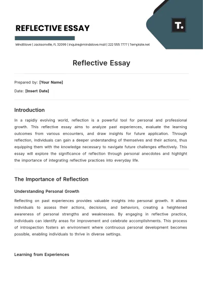 Free Reflective Essay Template to Edit Online