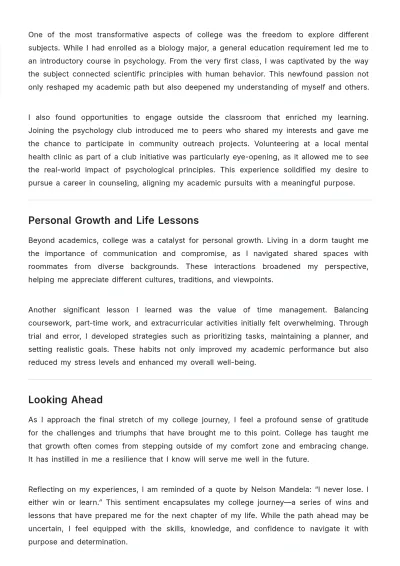 Free Reflective Essay For College Template to Edit Online