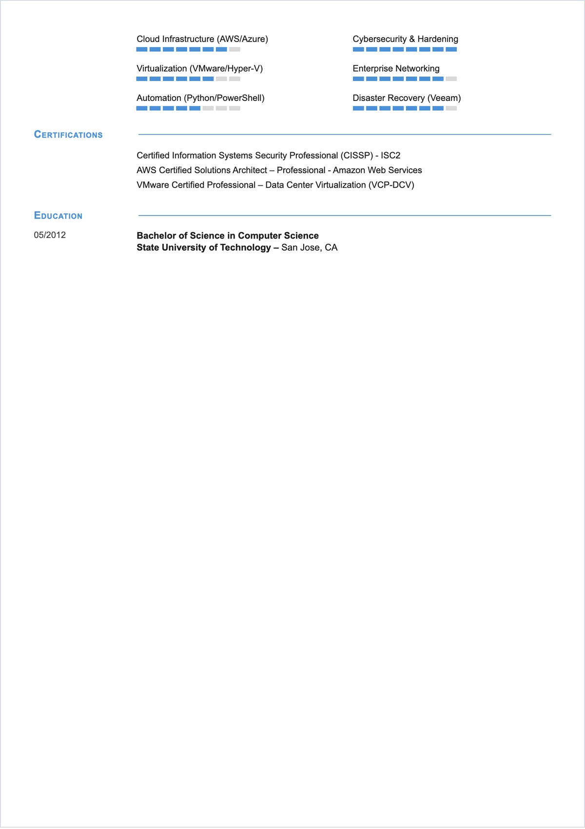 Free Information Technology ATS Resume Template, AI Resume Builder
