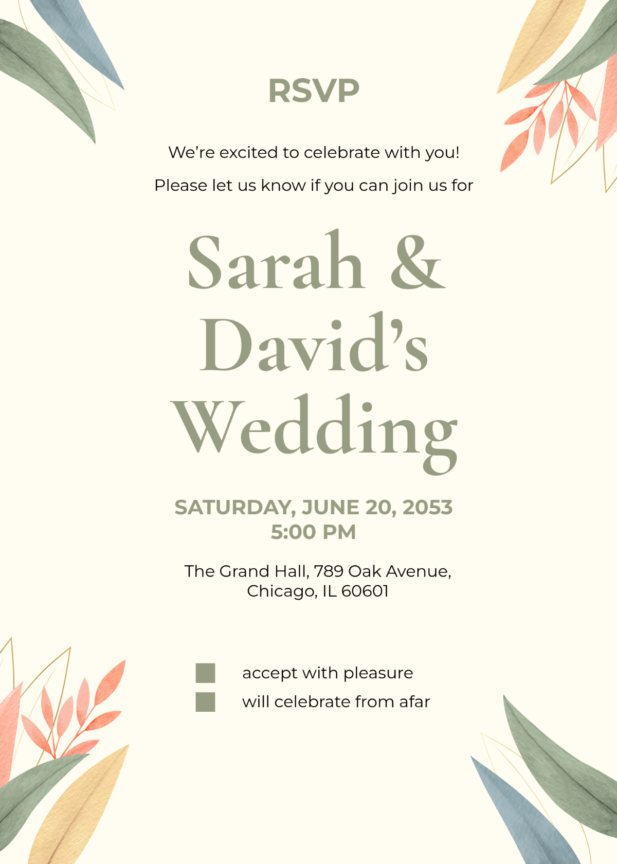 RSVP Card Invitation Template - Edit Online & Download