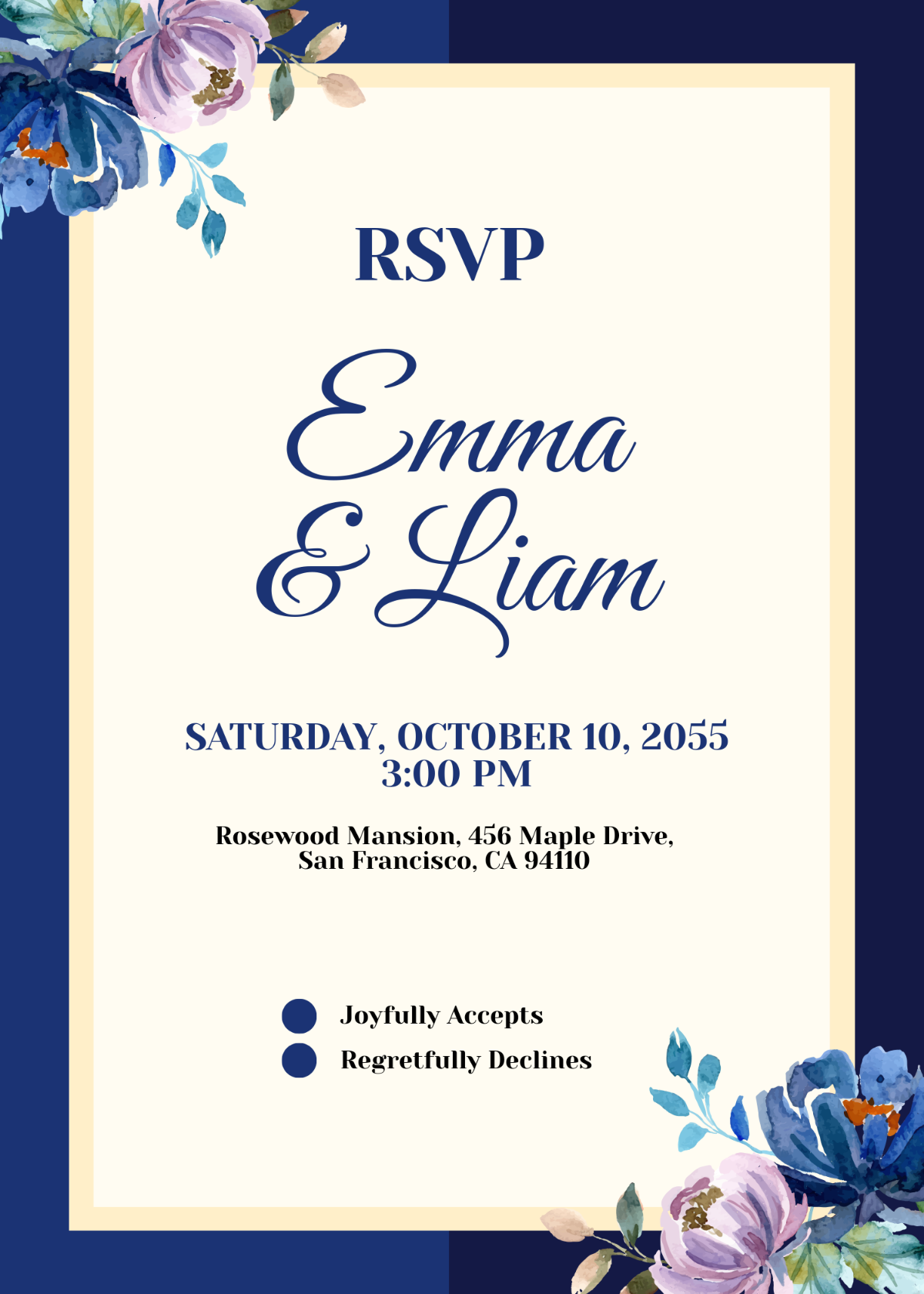 Wedding RSVP Card Invitation Template - Edit Online & Download