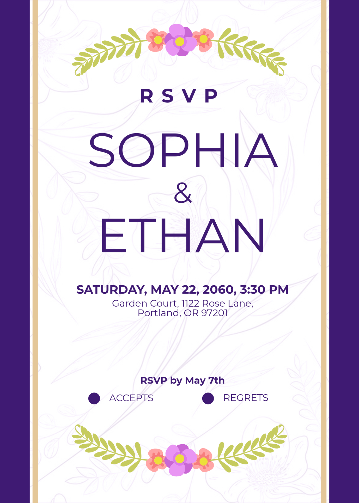 Floral RSVP Card Invitation Template - Edit Online & Download