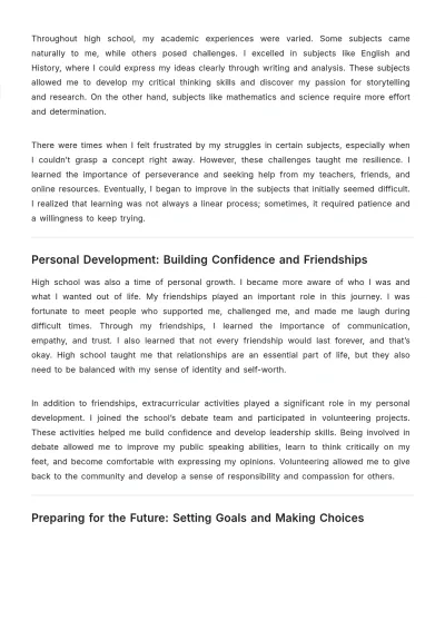 Free Reflective Essay For High School Template to Edit Online