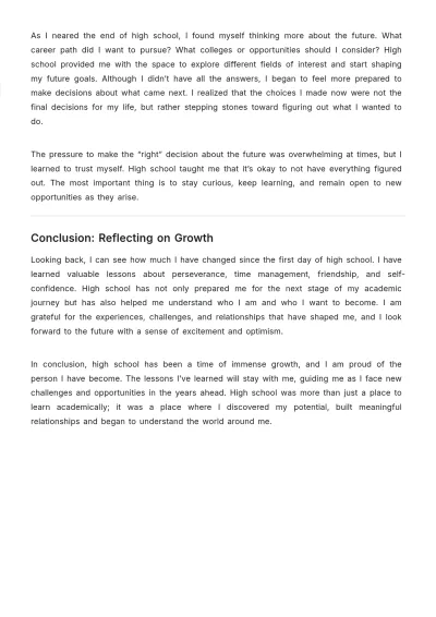 Free Reflective Essay For High School Template to Edit Online