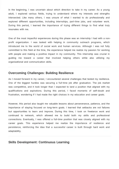 Free Career Reflection Essay Template to Edit Online