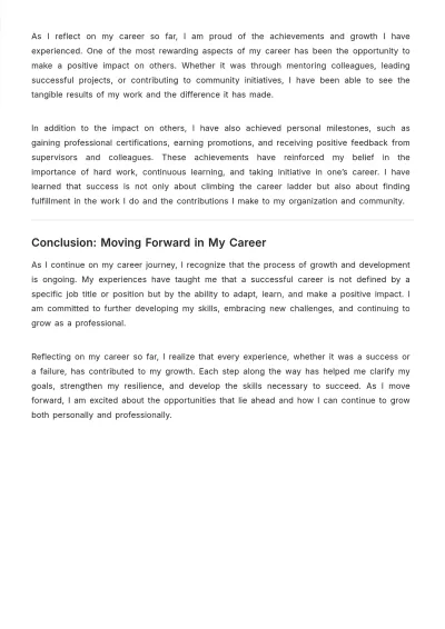 Free Career Reflection Essay Template to Edit Online