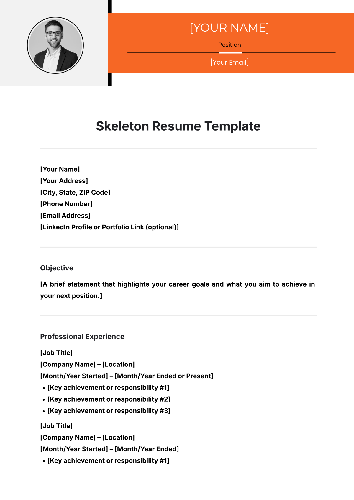 Skeleton Resume Template - Edit Online & Download