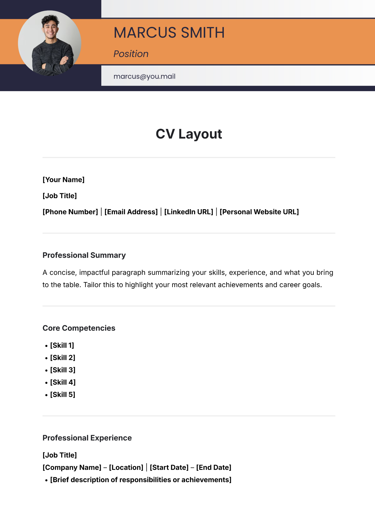 CV Layout Template - Edit Online & Download