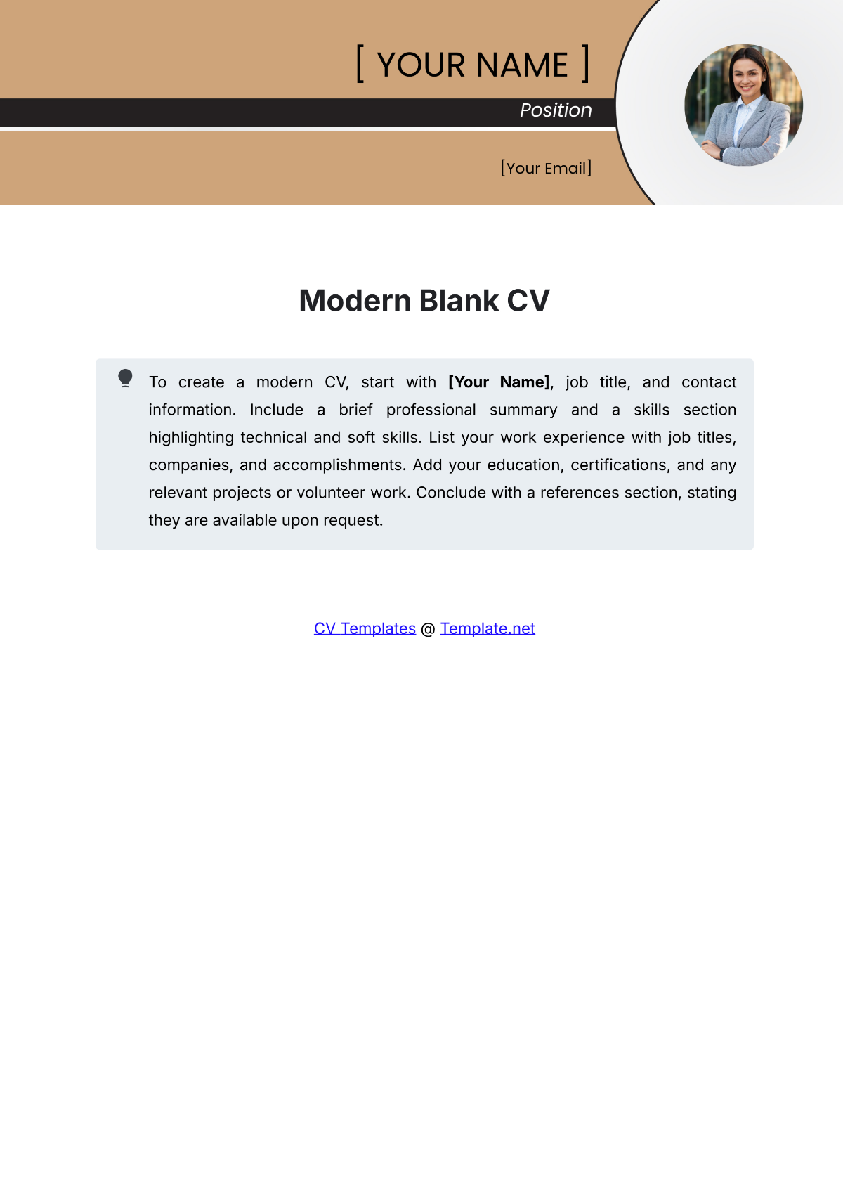 Modern Blank CV Template - Edit Online & Download