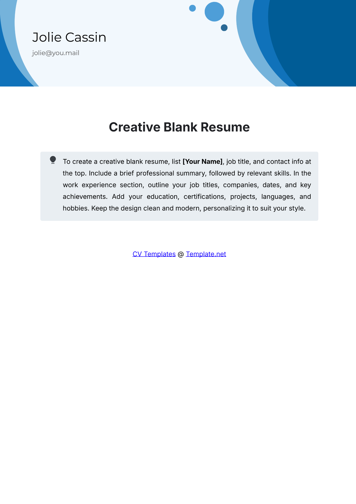 Creative Blank Resume Template - Edit Online & Download