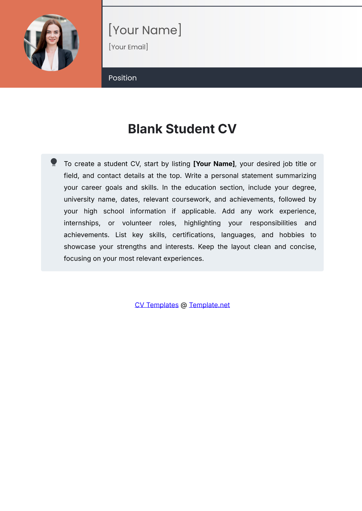 Blank Student CV Template - Edit Online & Download