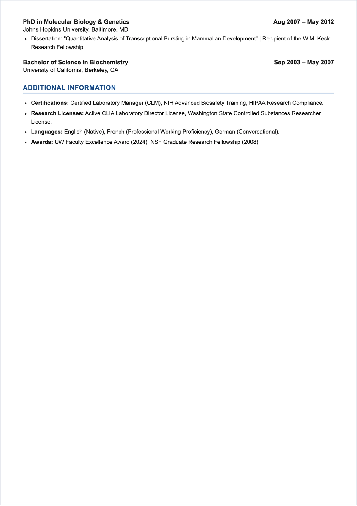 Free Blank Academic ATS CV Template, AI CV Builder