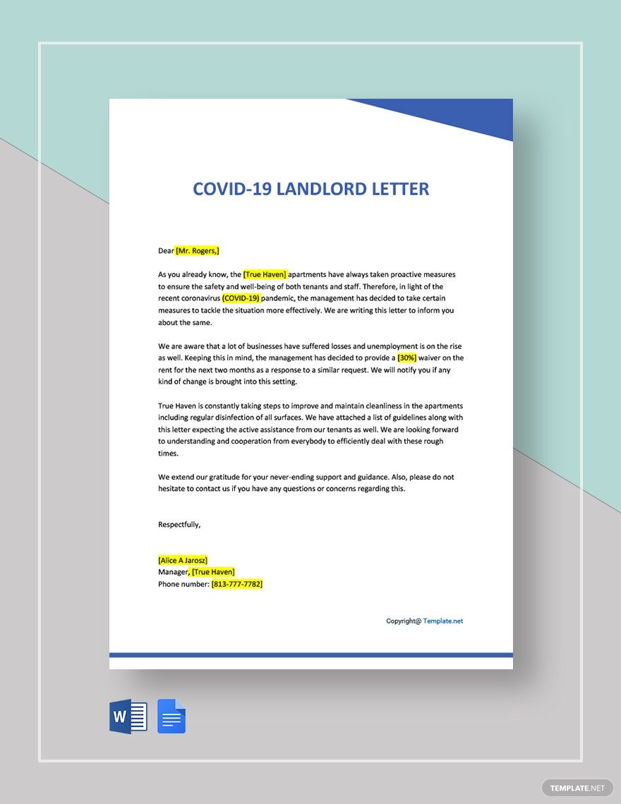 COVID-19 Landlord Letter Template