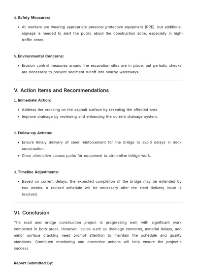 Free Road and Bridge Site Visit Report Template to Edit Online