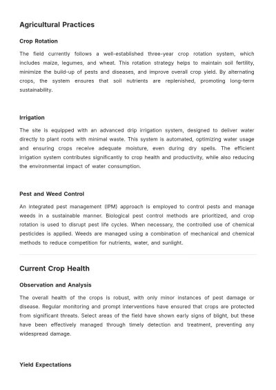 Free Agricultural Field Site Report Template to Edit Online