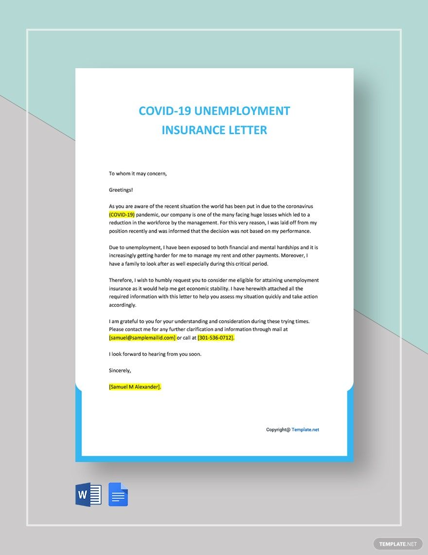 COVID-19 Unemployment Insurance Letter