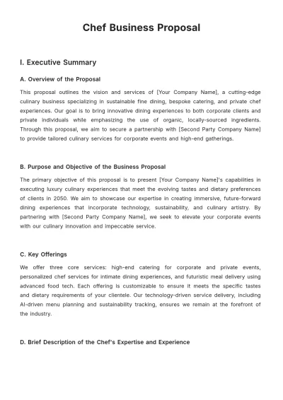 Free Chef Business Proposal Template to Edit Online